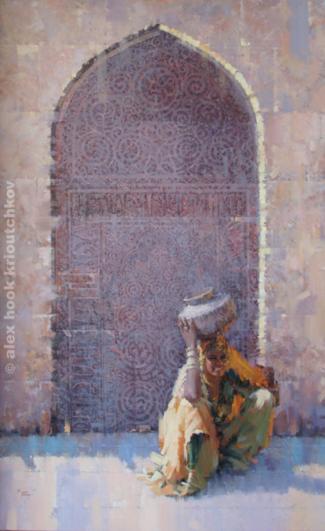 Malerei mit dem Titel "Madona of India (Sa…" von Alex Hook Krioutchkov, Original-Kunstwerk, Öl