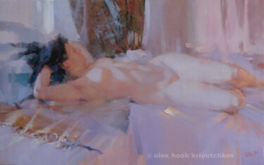 Malerei mit dem Titel "Nude IX" von Alex Hook Krioutchkov, Original-Kunstwerk, Öl Auf Keilrahmen aus Holz montiert