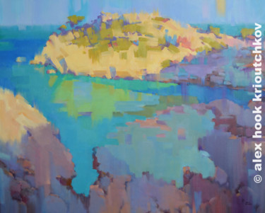 Painting titled "Calo des Moro III.…" by Alex Hook Krioutchkov, Original Artwork, Oil Mounted on Wood Stretcher frame