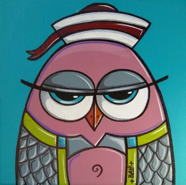 Картина под названием "Sailor Owl II" - Alexia Bahar Karabenli Yılmaz, Подлинное произведение искусства, Акрил