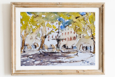 Painting titled "Place aux Herbes -…" by Alexis Boisset, Original Artwork, Watercolor