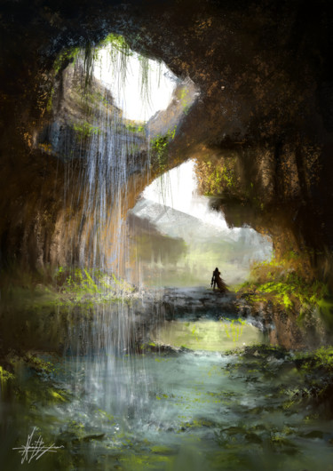 Digital Arts titled "Paysage Concept Art…" by Alexis Le Borgne, Original Artwork, Digital Painting