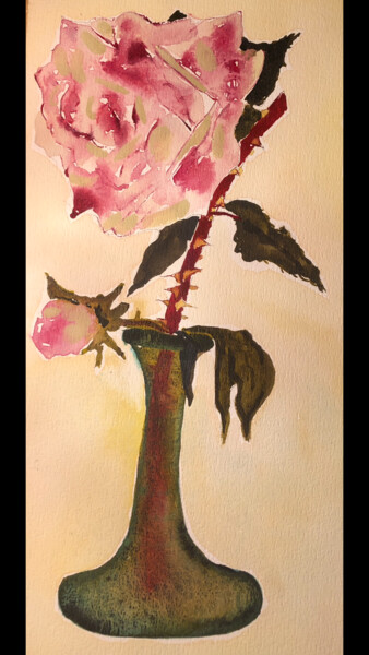Painting titled "Rose" by Alexis Schultz, Original Artwork, Watercolor