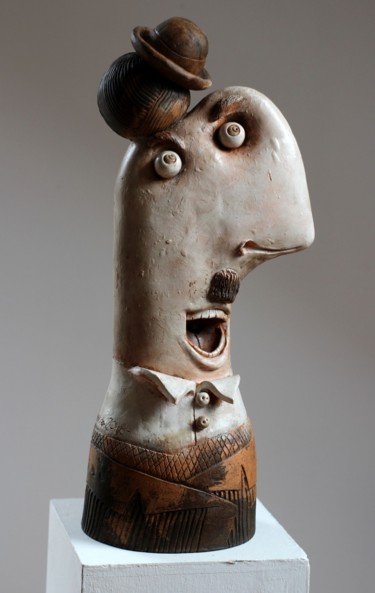 Scultura intitolato "Charlie Chaplin" da Alex Johanson, Opera d'arte originale, Ceramica