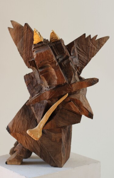 Скульптура под названием "Z cyklu diabły besk…" - Alex Johanson, Подлинное произведение искусства, Дерево
