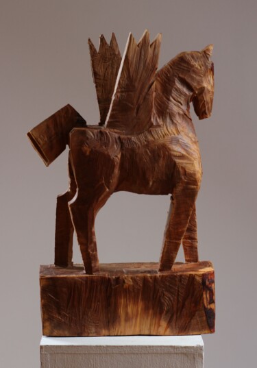 Skulptur mit dem Titel "Z cyklu Koniki Besk…" von Alex Johanson, Original-Kunstwerk, Holz