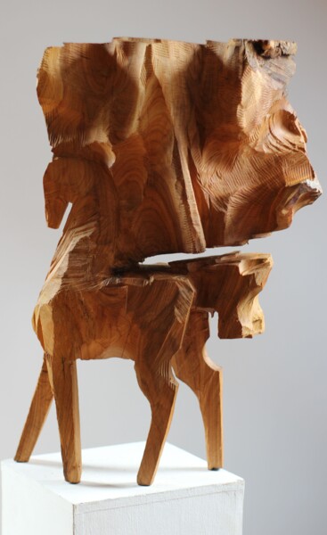 Sculptuur getiteld "Z CYKLU KONIKI BESK…" door Alex Johanson, Origineel Kunstwerk, Hout