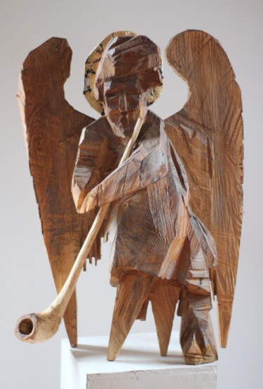 Skulptur mit dem Titel "Z cyklu Anioły Besk…" von Alex Johanson, Original-Kunstwerk, Holz