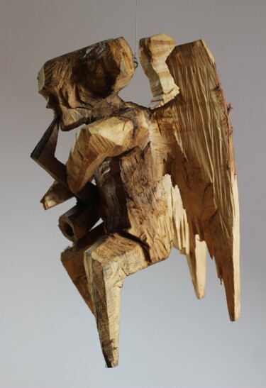 Sculptuur getiteld "Z cyklu Anioły Besk…" door Alex Johanson, Origineel Kunstwerk, Hout