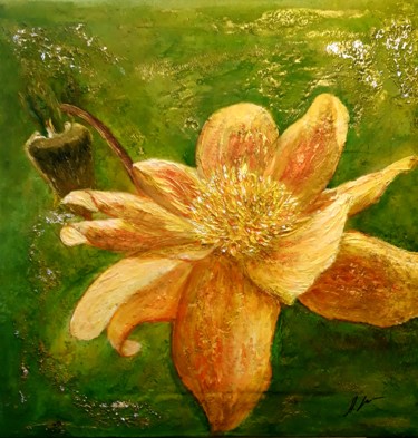 Painting titled "Just a flower (Прос…" by Alla Kosteleckaya, Original Artwork, Acrylic Mounted on Wood Stretcher frame