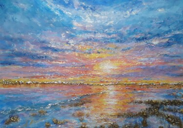 Peinture intitulée "Bright sunset (abst…" par Alla Kosteleckaya, Œuvre d'art originale, Acrylique Monté sur Châssis en bois