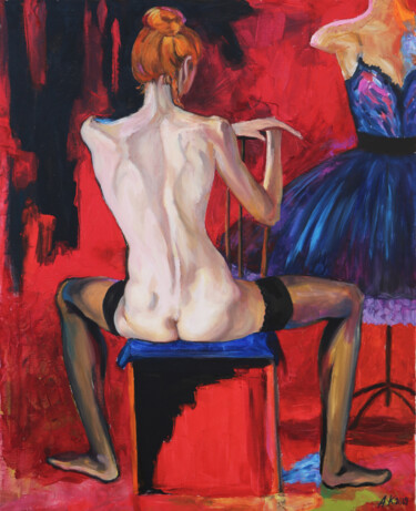 Painting titled "Redhead" by Alfia Kircheva, Original Artwork, Oil