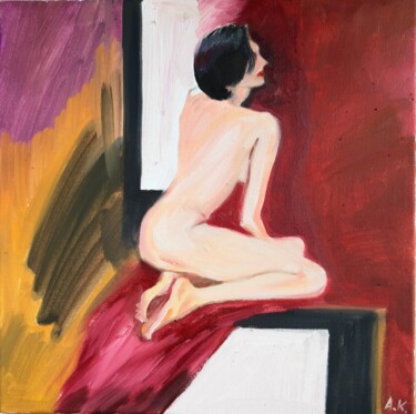 Peinture intitulée "Study of a nude wom…" par Alfia Kircheva, Œuvre d'art originale, Huile
