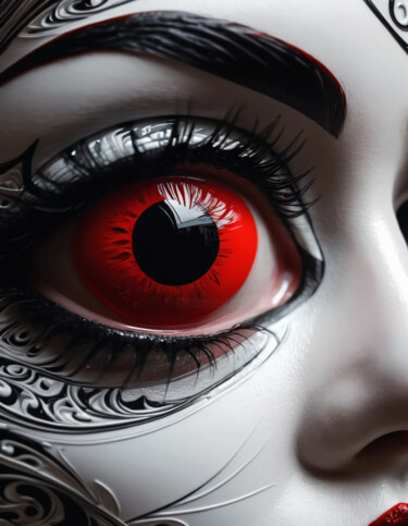 Arts numériques intitulée "Red eye" par Alfonso Domínguez, Œuvre d'art originale, Image générée par l'IA