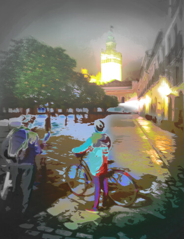 Digital Arts titled "Bicis en Sevilla 2" by Alfonso García, Original Artwork, Digital Photography