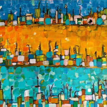Painting titled "Continues city" by Alfonso Sánchez, Original Artwork, Acrylic