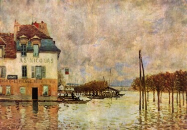 Malerei mit dem Titel "L'Inondation à Port…" von Alfred Sisley, Original-Kunstwerk, Emaille
