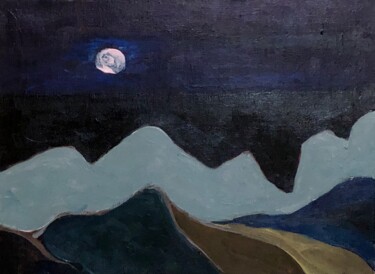 Painting titled "Moonlight" by Alfredo Machado Zingg, Original Artwork, Acrylic Mounted on Wood Stretcher frame