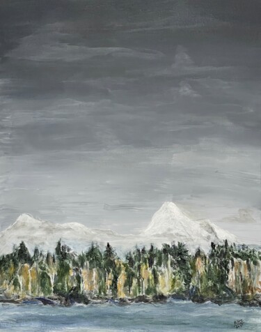 Malarstwo zatytułowany „Mount Hood” autorstwa Alfredo Machado Zingg, Oryginalna praca, Akryl Zamontowany na Drewniana rama n…