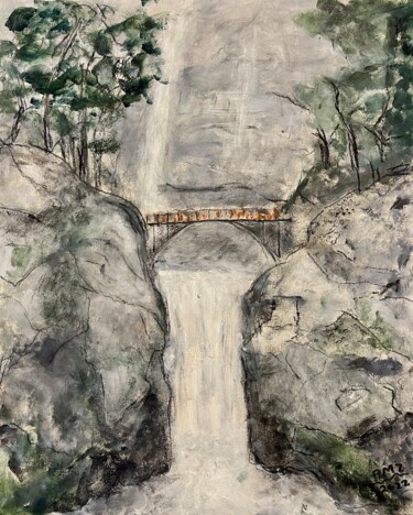 Peinture intitulée "Multinomah falls" par Alfredo Machado Zingg, Œuvre d'art originale, Acrylique