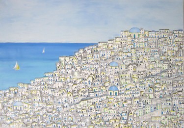 Картина под названием "L' Isola di Santori…" - Alfredo Troilo, Подлинное произведение искусства, Масло