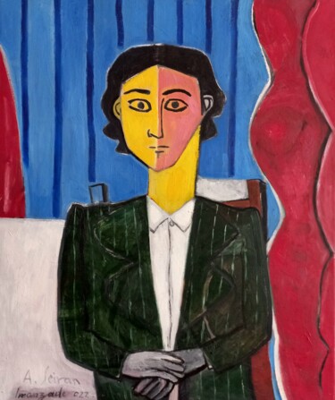 Schilderij getiteld "autoportrait à la v…" door Ali Seyran İManzade, Origineel Kunstwerk, Olie