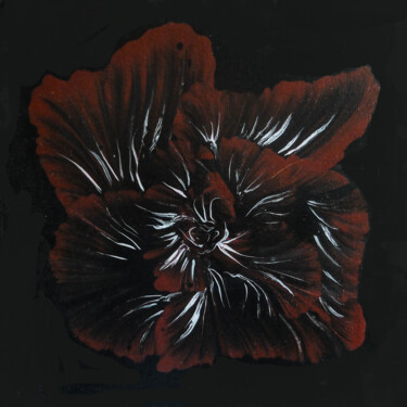 Peinture intitulée "Sombre fleur rouge" par Alice B., Œuvre d'art originale, Acrylique