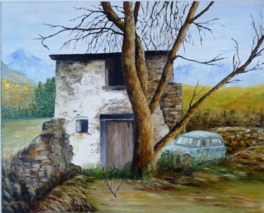 Peinture intitulée "2018-cabane-abandon…" par Alice Capelli, Œuvre d'art originale, Huile