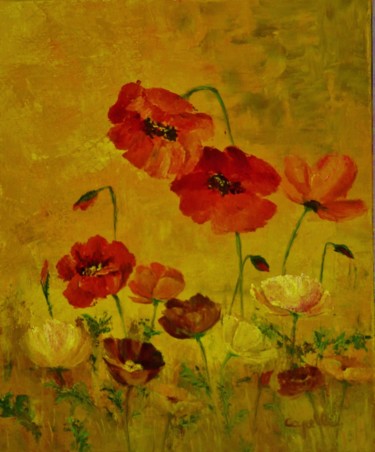 Peinture intitulée "Coquelicots" par Alice Capelli, Œuvre d'art originale, Huile