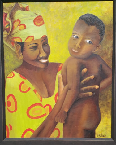 Schilderij getiteld "Fatima et Moussa" door Alice Queffelec, Origineel Kunstwerk, Acryl