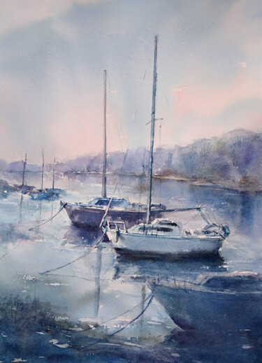 Painting titled "Par un matin de jan…" by Alice Quillévéré, Original Artwork, Watercolor