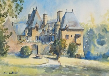 Schilderij getiteld "Le Château de Rosmo…" door Alice Quillévéré, Origineel Kunstwerk, Aquarel
