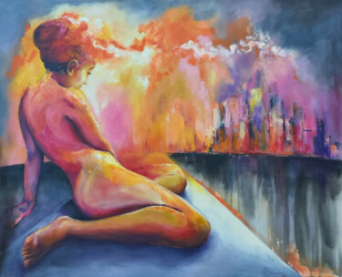 Malerei mit dem Titel "Humos / Smoke / Fum…" von Alicia Besada, Original-Kunstwerk, Öl