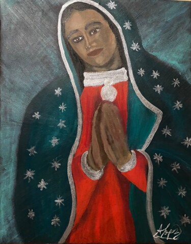 Ζωγραφική με τίτλο "Virgin de Guadalupe" από Alicia Lopez, Αυθεντικά έργα τέχνης, Ακρυλικό