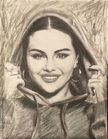 Рисунок под названием "Selena Gomez" - Alicia Lopez, Подлинное произведение искусства, Графит