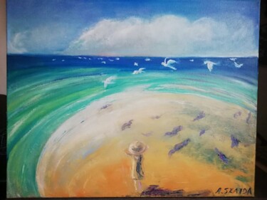 Malarstwo zatytułowany „Dzika plaża” autorstwa Alicja Szajda, Oryginalna praca, Olej