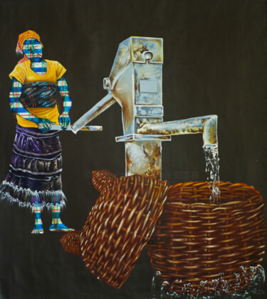 Malerei mit dem Titel "Water Digger" von Alida Ymelé, Original-Kunstwerk, Acryl