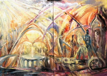 Pittura intitolato "Диптих. Над небом г…" da Alina Asanova, Opera d'arte originale, Olio