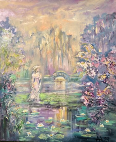 Peinture intitulée "Прогулка на пруду." par Alina Asanova, Œuvre d'art originale, Huile