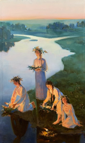 Картина под названием "На Ивана купалу" - Алина Буглеева, Подлинное произведение искусства, Масло