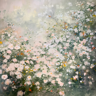 Digital Arts titled "Serene Floral Rever…" by Alina Chalaya, Original Artwork, Digital Painting