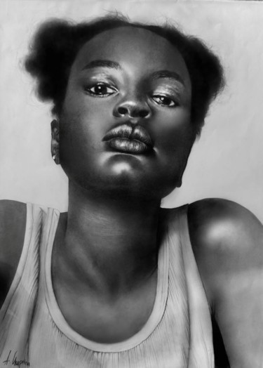 Dibujo titulada "Black Beauty" por Alina Chuprina, Obra de arte original, Carbón