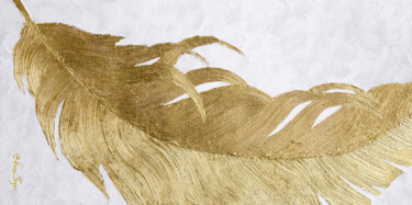 Картина под названием "golden feather" - Alina Fayzi, Подлинное произведение искусства, картон