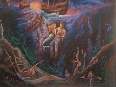 Pittura intitolato "Русалки" da Alina Gelman, Opera d'arte originale, Pastello