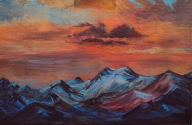 Картина под названием "Mountain Ushba" - Alina Gelman, Подлинное произведение искусства, Акрил