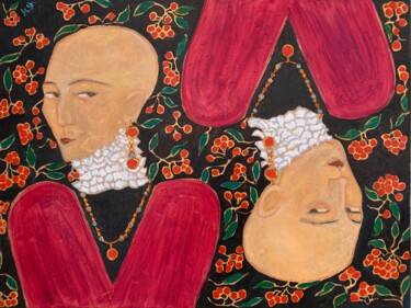 Malerei mit dem Titel "suspicion" von Alina Lina, Original-Kunstwerk, Öl Auf Holzplatte montiert