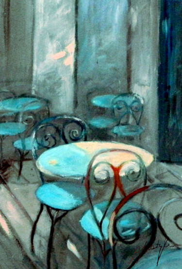 Painting titled "Cafe tables" by Alina Matykiewicz, Original Artwork, Oil