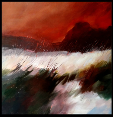 Painting titled "White stream" by Alina Matykiewicz, Original Artwork, Oil