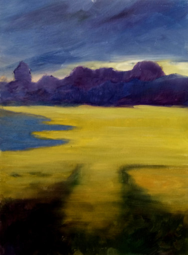 Peinture intitulée "Yellow meadow" par Alina Matykiewicz, Œuvre d'art originale, Huile