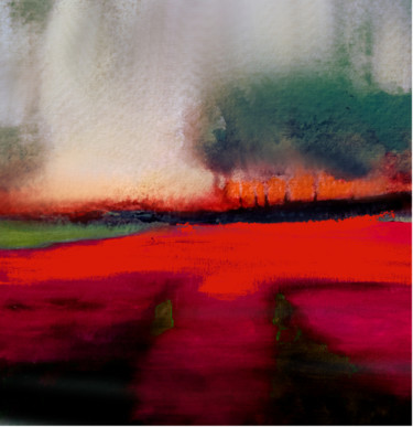 Grafika cyfrowa / sztuka generowana cyfrowo zatytułowany „Red meadow” autorstwa Alina Matykiewicz, Oryginalna praca, Akwarela